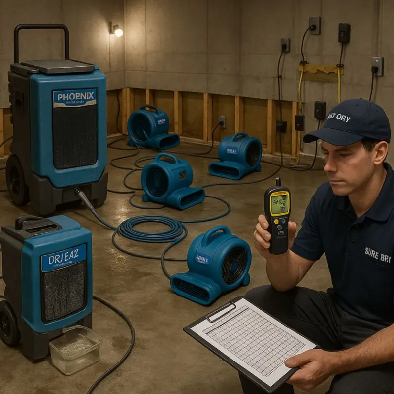 Structural Drying and Dehumidification process in New York Mills, MN